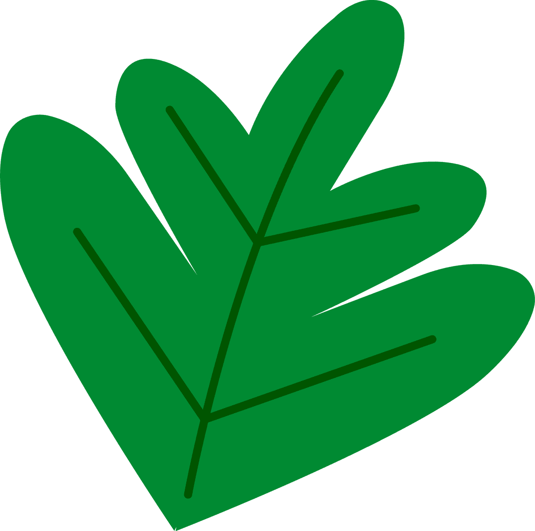 Flat Design Green Oak Leaf with Bold Veins on Transparent Background