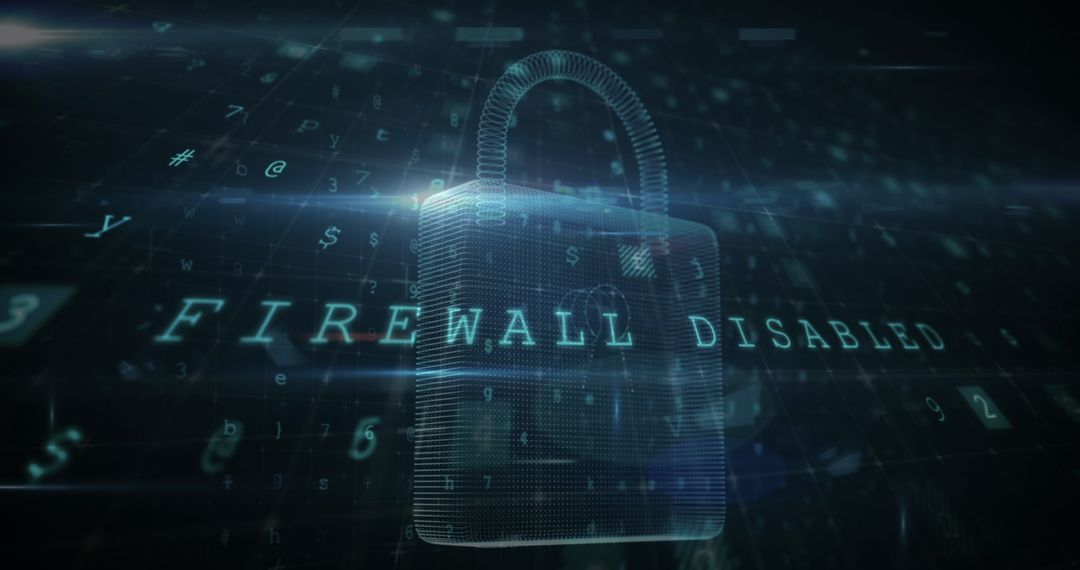 Digital Padlock Graphic Representing Disabled Firewall Feature