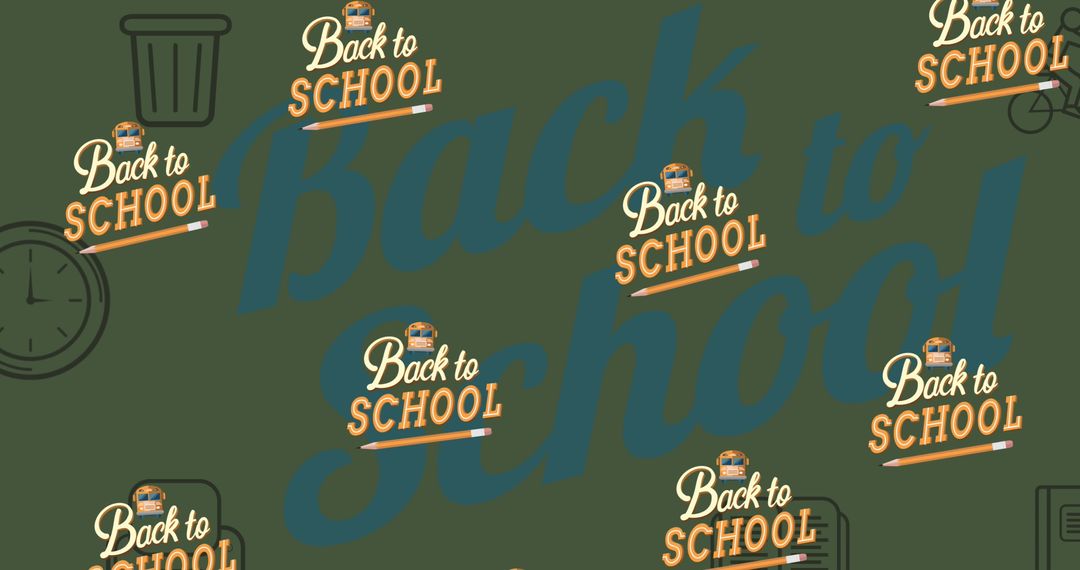 Back to School Pattern on Green Background