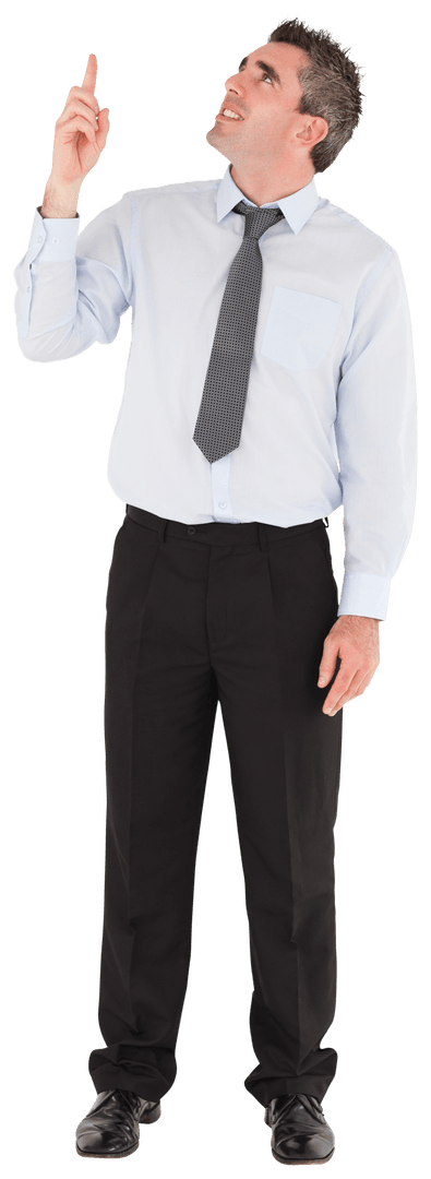 Businessman Pointing Upward with Transparent Background