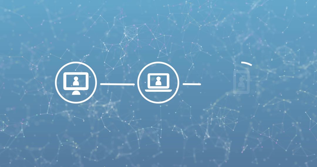 Digital Network with Connected User Icons on Blue Background