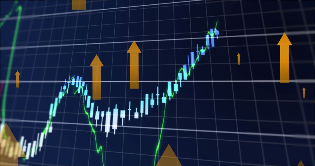 Digital Financial Data with Arrows Indicating Growth