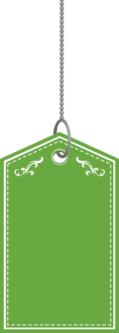 Green Hanging Tag on Transparent Background for Custom Labels
