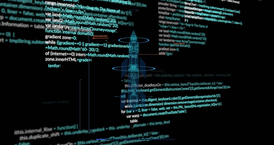 Futuristic JavaScript Development with Rocket and Wireframe Graphics