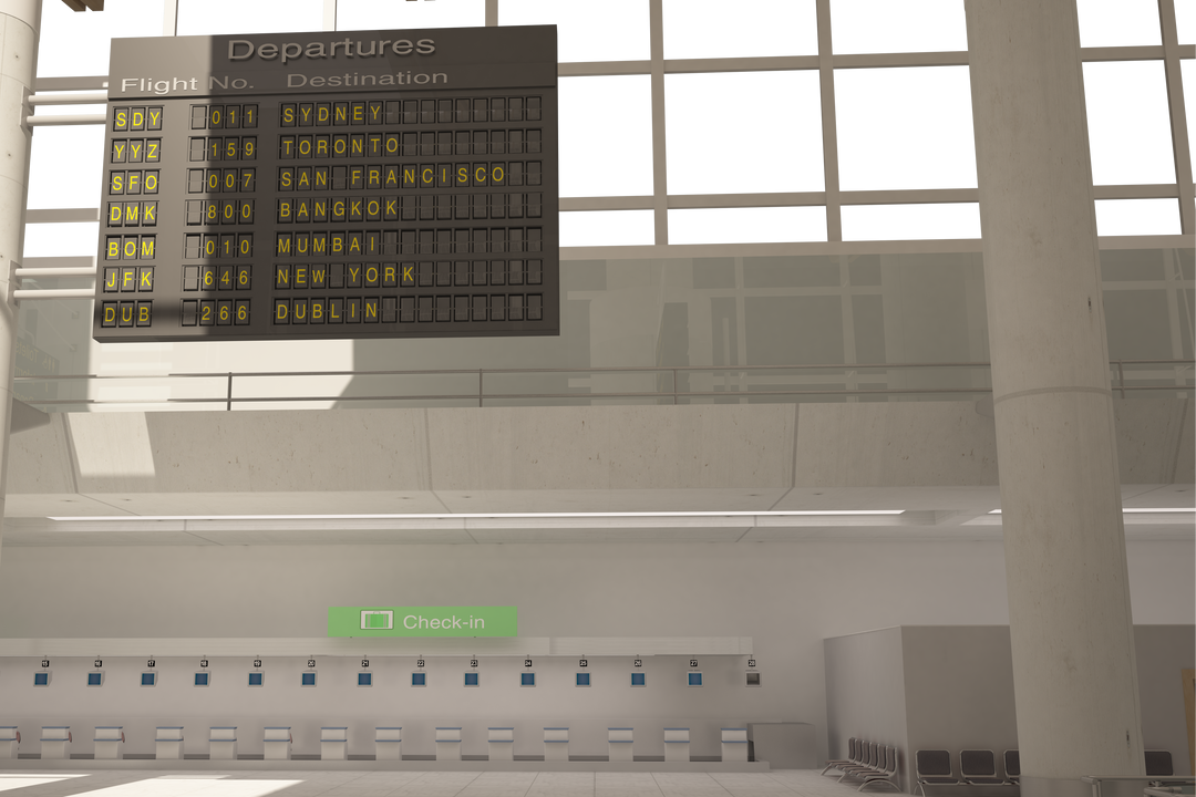 Transparent Illustration Modern Airport Interior Departure Board Isolated - Download Free Stock Images Pikwizard.com