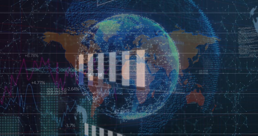 Digital Global Financial Data with World Map Overlay