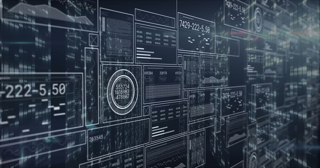 Futuristic Holographic Data Interface with Numeric Visualizations