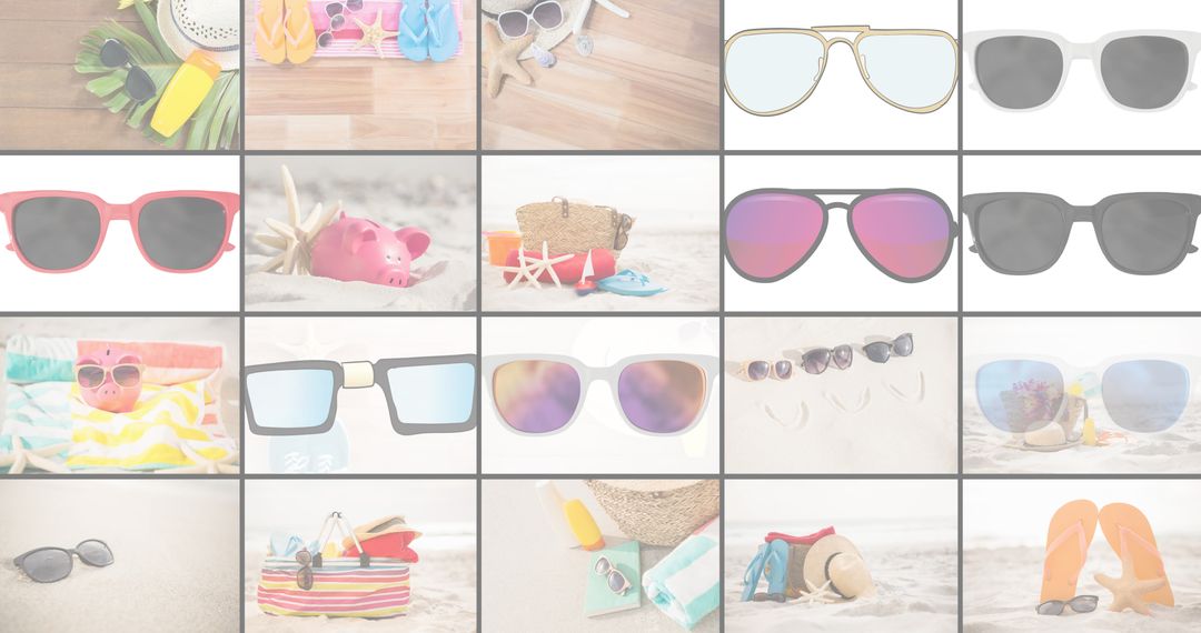Sunglasses and Beach Vibes Collage for Summer Travel Inspiration