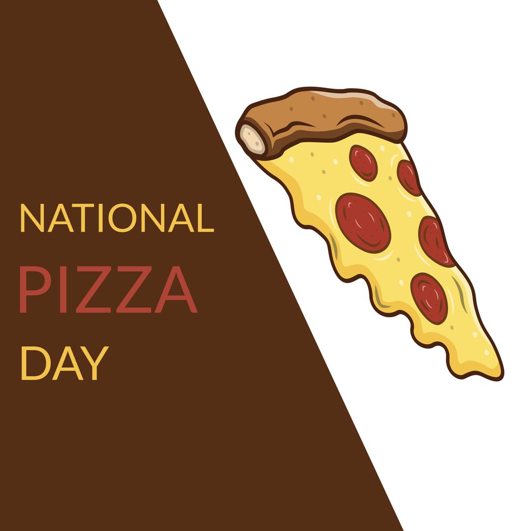 National Pizza Day with Illustrated Pepperoni Slice