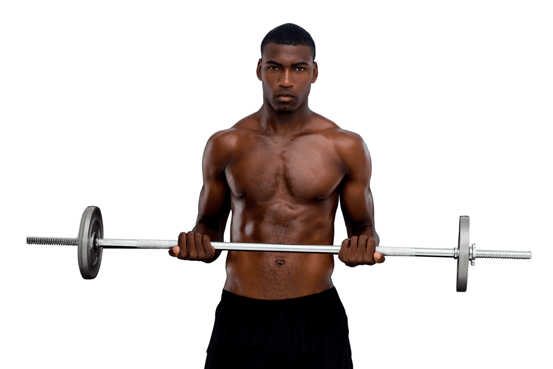 Confident African American Man Lifting Barbell on Transparent Background - Download Free Stock Images Pikwizard.com