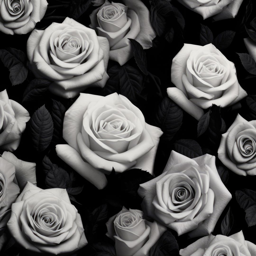 White roses in black and white on black background, created using generative ai technology - Free Images, Stock Photos and Pictures on Pikwizard.com