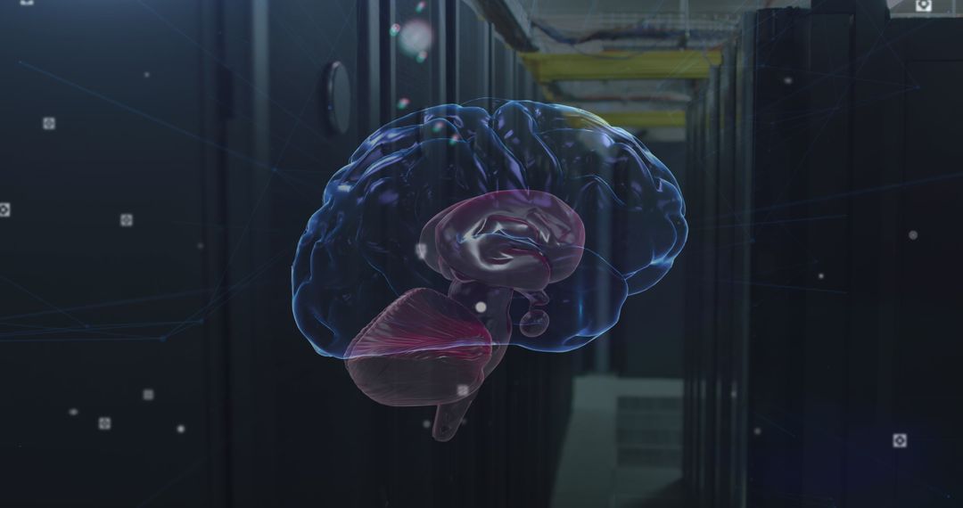 Digitized Brain Concept in High-Tech Data Center