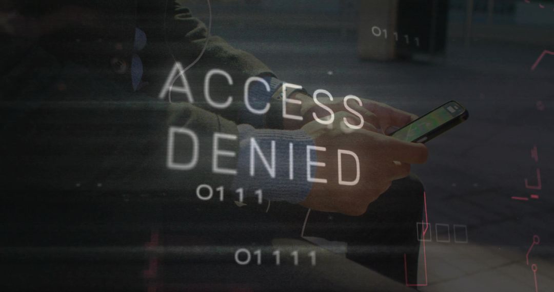 Access Denied Cybersecurity Warning Over Smartphone in Urban Setting