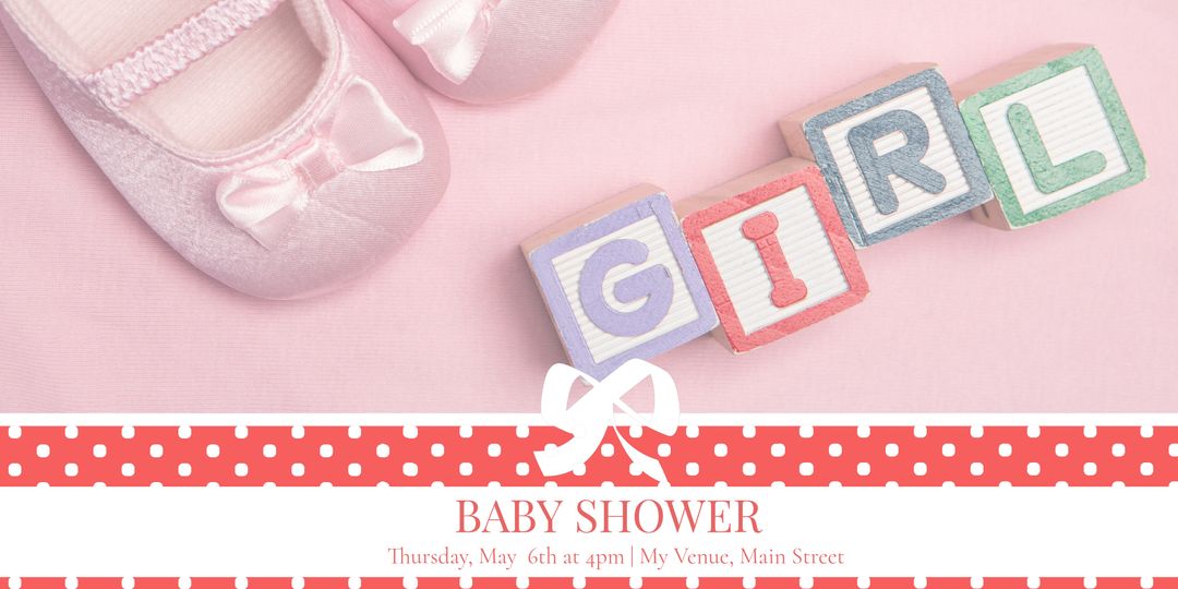 Baby Girl Shower Announcement with Pink Shoes and Alphabet Blocks - Download Free Stock Templates Pikwizard.com