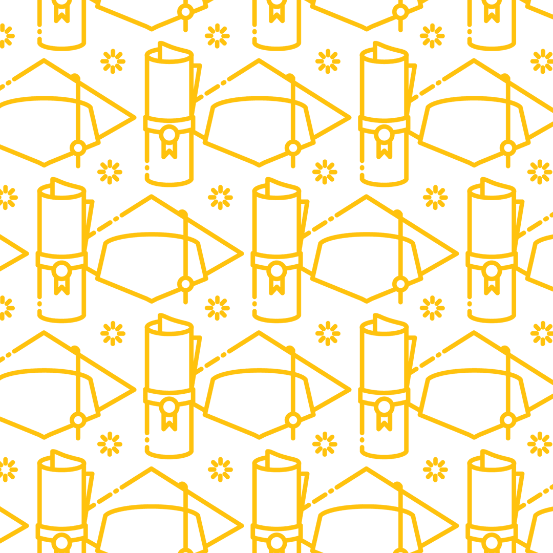 Graduation Caps and Diplomas Pattern on Transparent Background