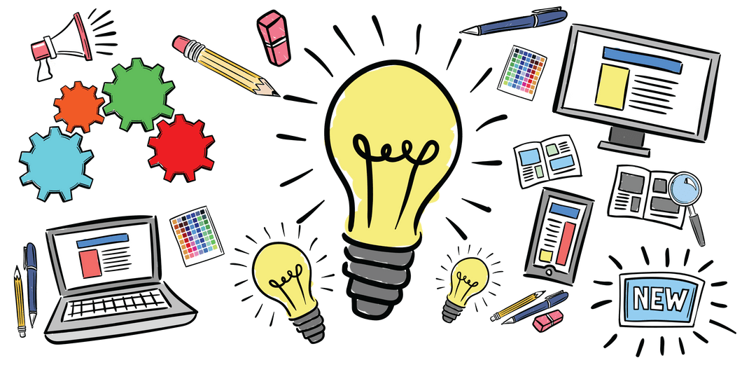 Bright Ideas Illustrate Innovative Workflow on Transparent Background