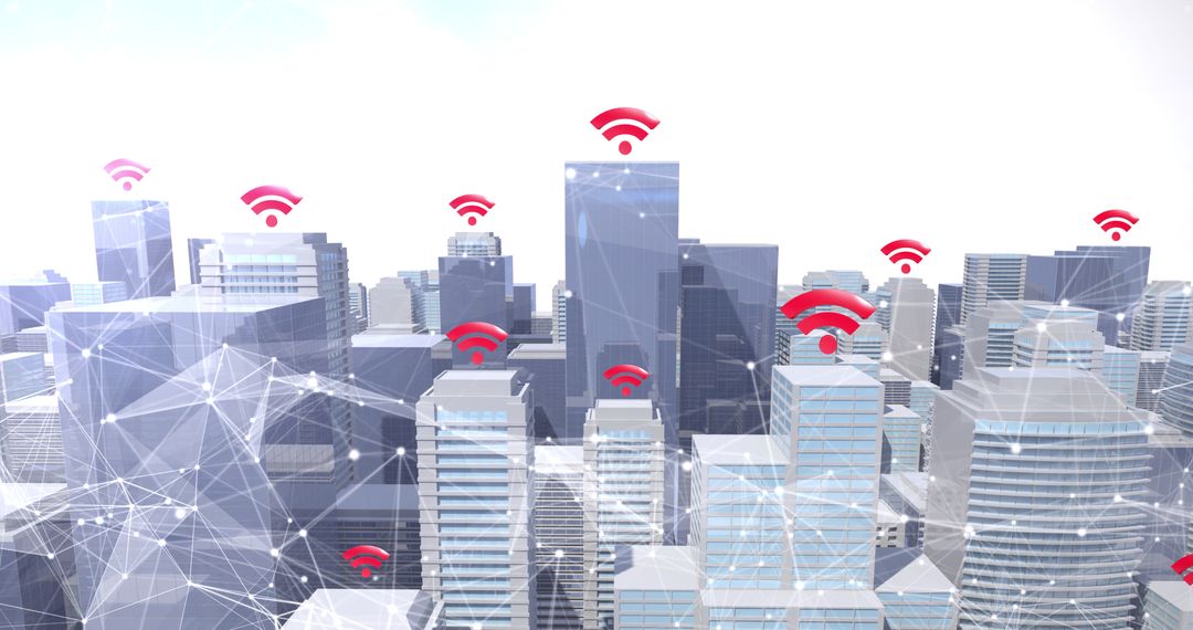 Smart Cityscape with Digital Connections and Wifi Interface