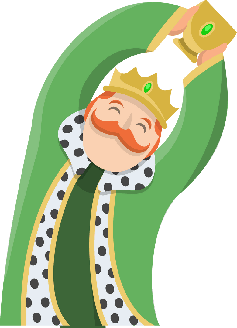 King Celebrating with Gemmed Gold Chalice on Transparent Background