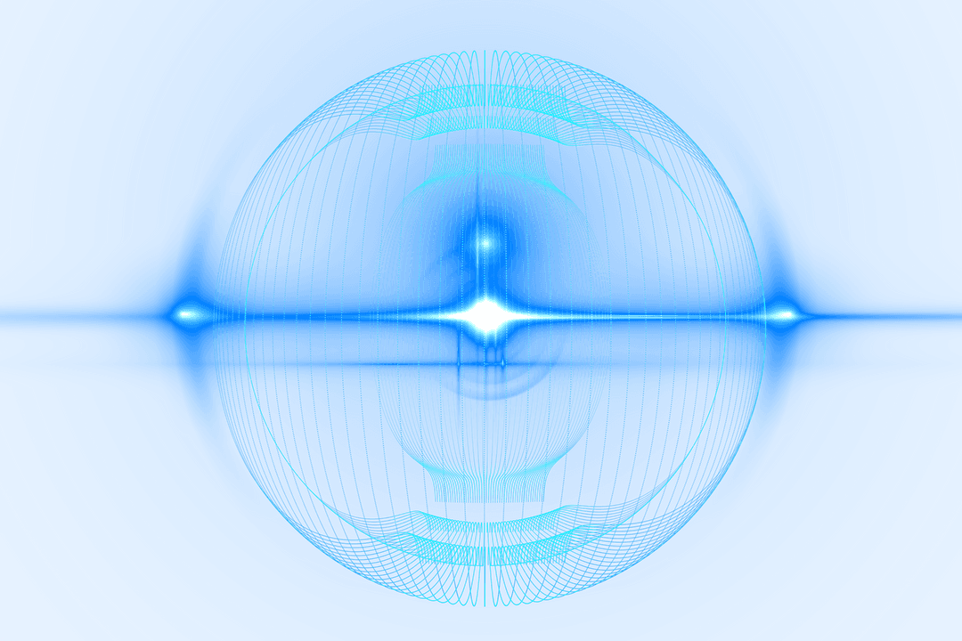 Digital Rendering of Blue Light Trails and Circles on Transparent Background
