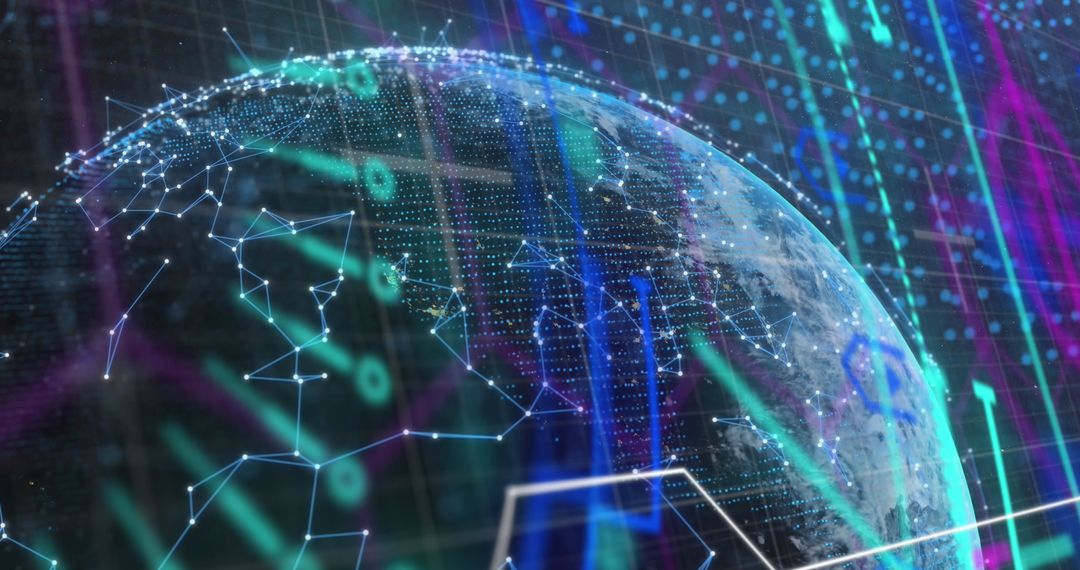 Futuristic Global Network with Digital Connections