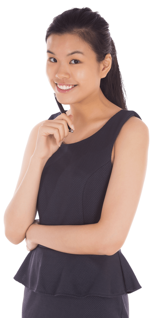 Happy Businesswoman in Elegant Attire on Transparent Background