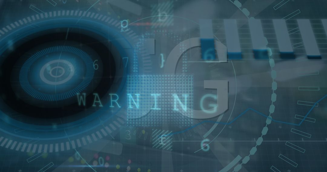 Futuristic Digital Interface with Tech Warning Display