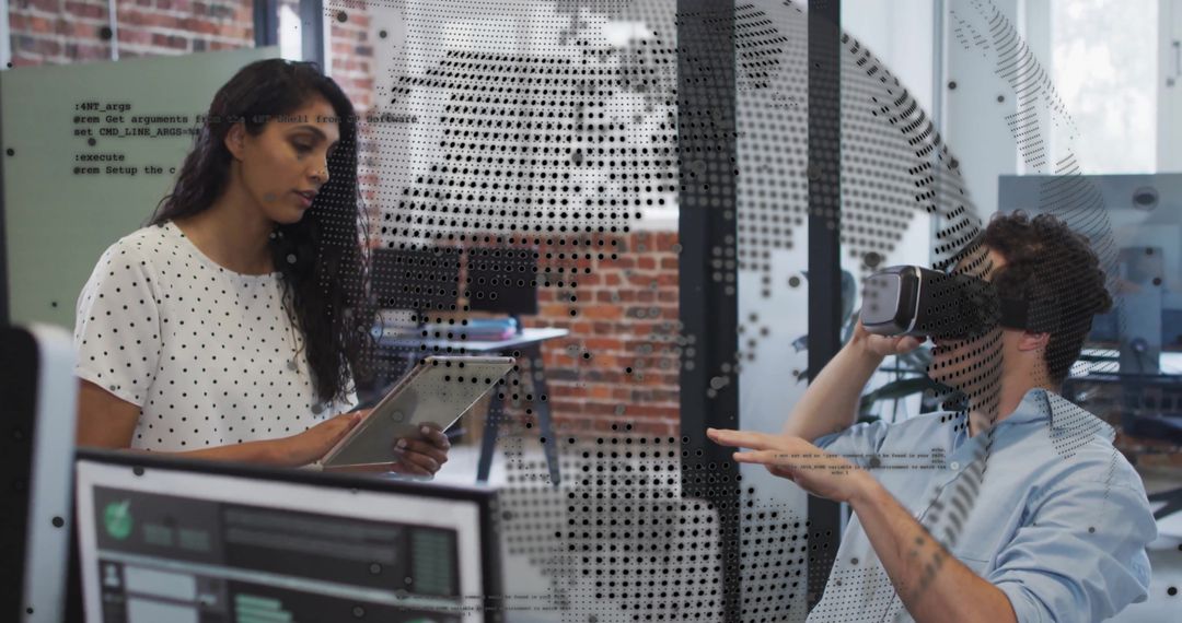 Business Professionals Engaging in Innovative Data and Virtual Reality