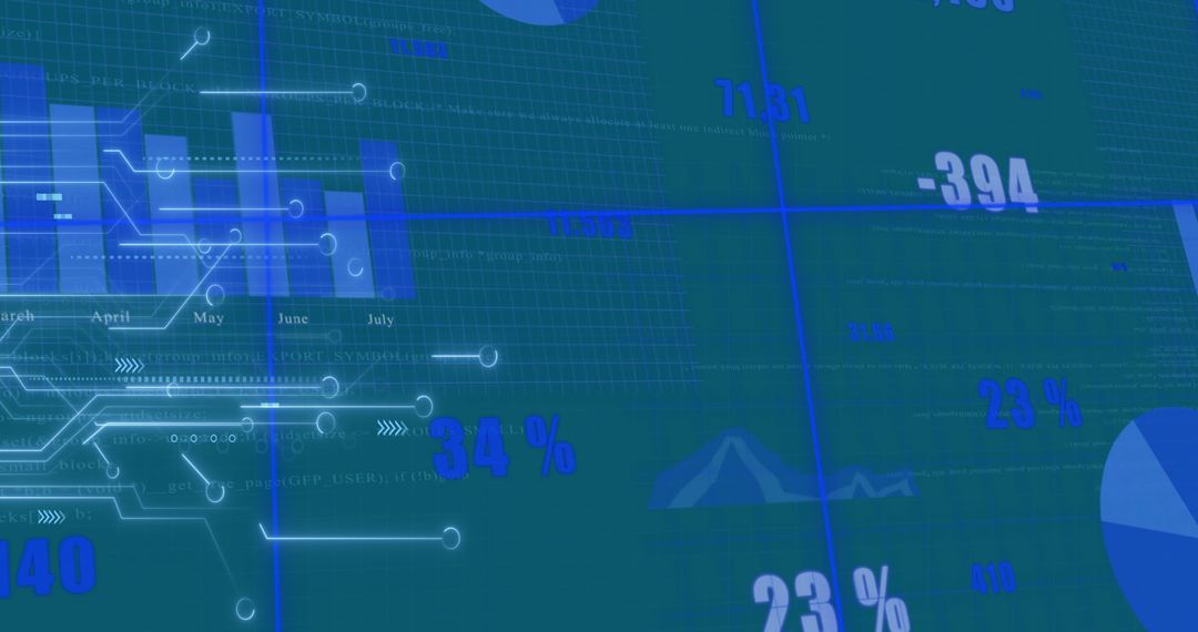 Abstract Digital Data Network Interface with Overlays - Free Images, Stock Photos and Pictures on Pikwizard.com