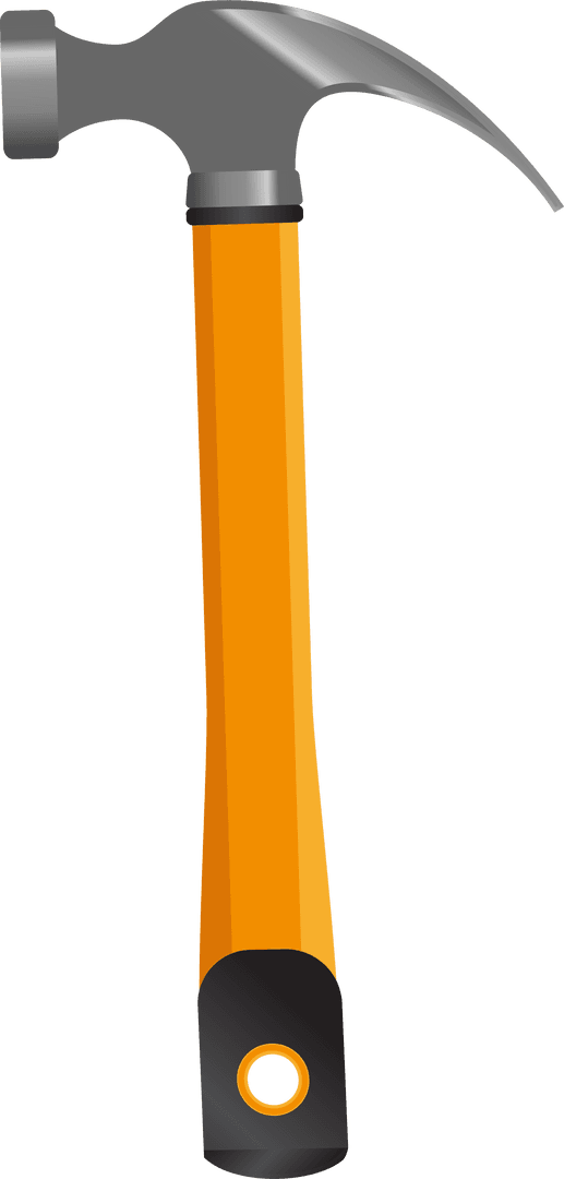 Claw Hammer with Orange Handle on Transparent Background