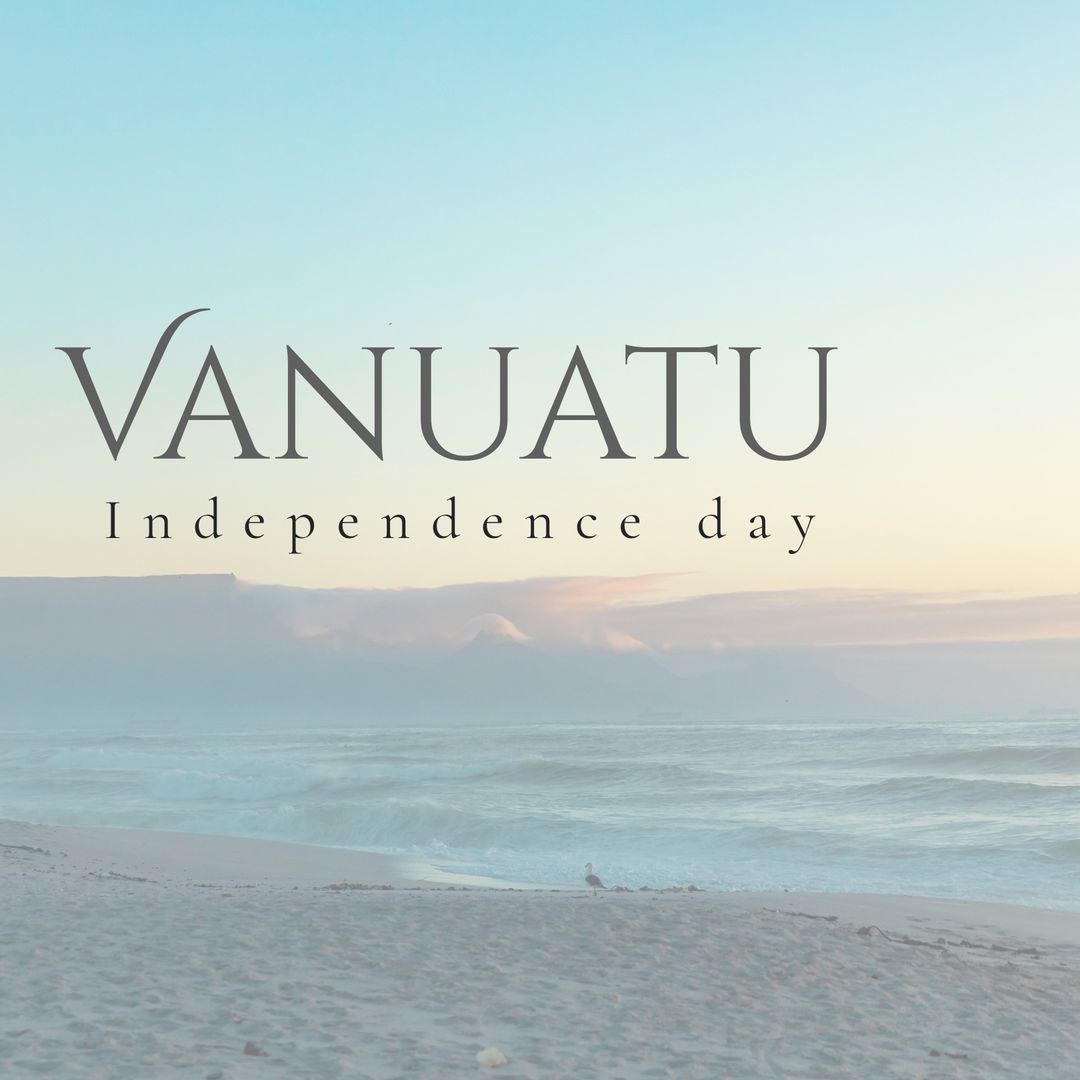 Vanuatu Independence Day Beach Sunset with Text Overlay