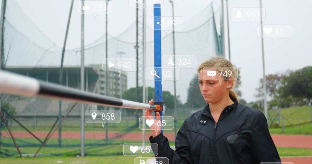 Athlete Engaging with Social Media Notifications Concept