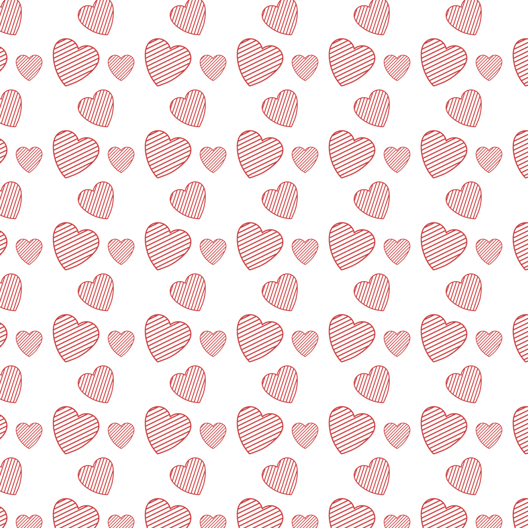 Red Heart Pattern on Transparent Background for Romantic Designs