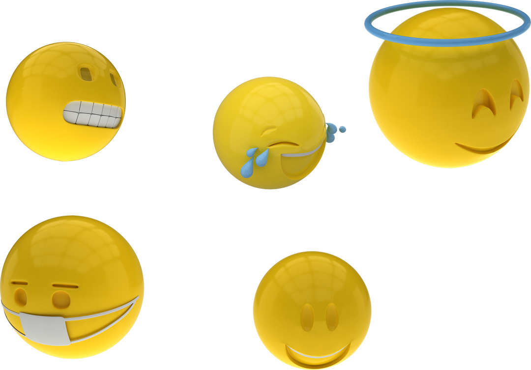 Set of 3D Transparent Emojis with Various Emotions on White Background - Download Free Stock Images Pikwizard.com