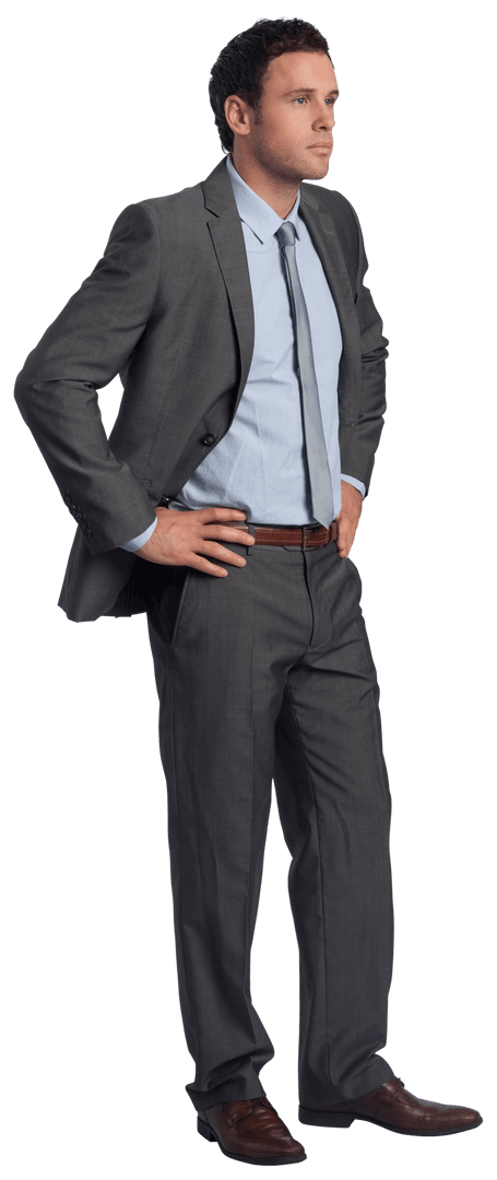 Transparent Professional Man in Suit Posing Confidently