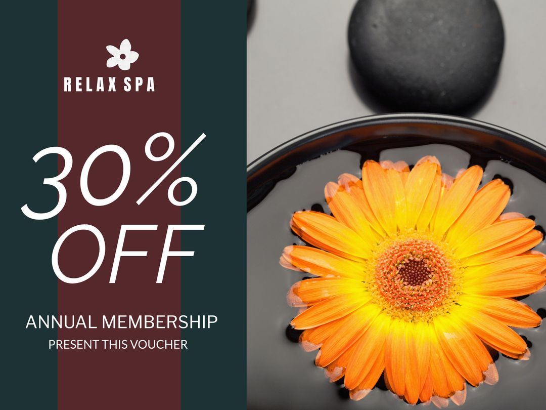 Spa Voucher with Vibrant Orange Flower for Wellness Promotion