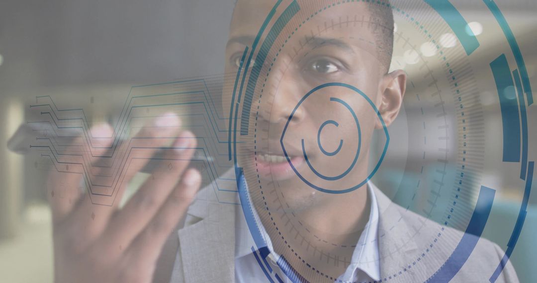 Executive Engaging with Augmented Reality in Modern Office