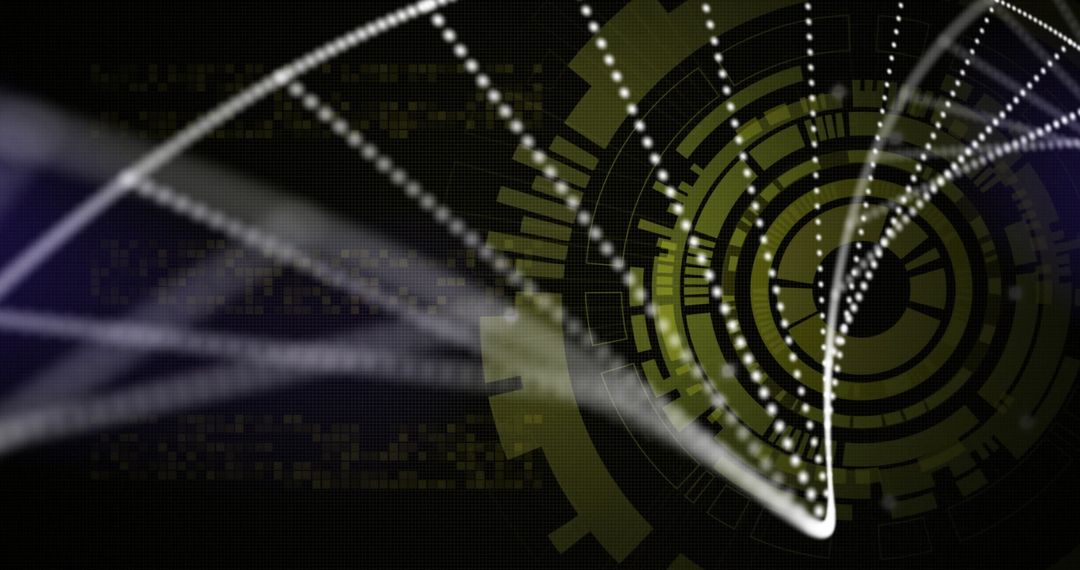 Futuristic Technology Abstract with Digital Gear and Dotted Lines