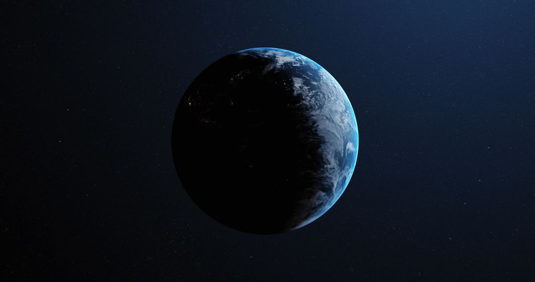 Planet Earth Orbiting in Dark Space