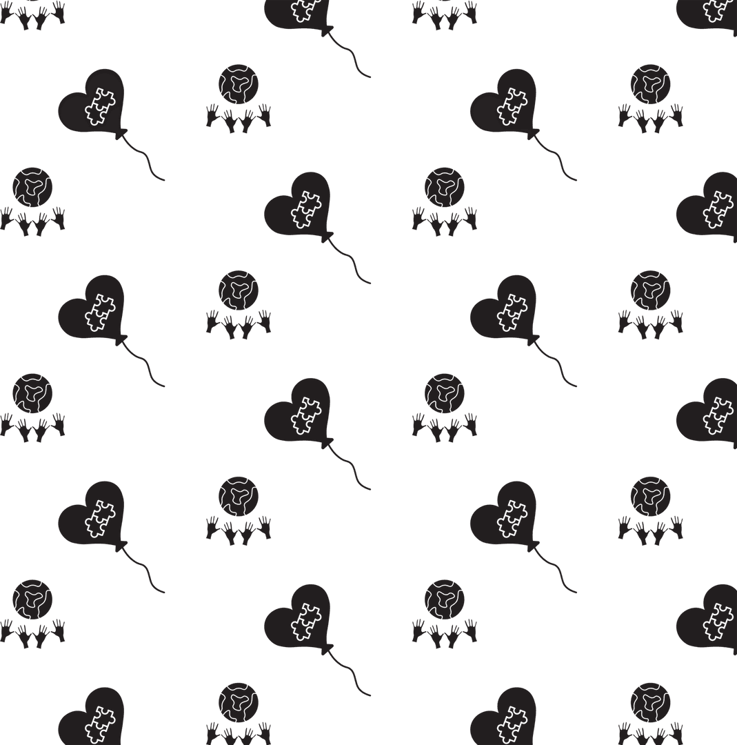 Pattern of Puzzles and Globes with Transparent Background