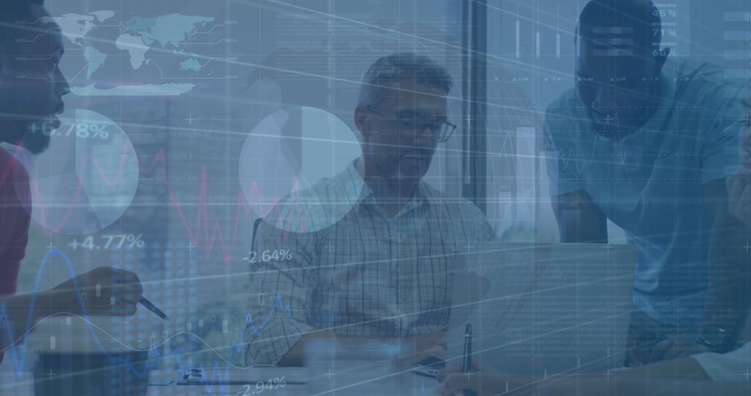 Global Business Team Analyzing Financial Data Trends