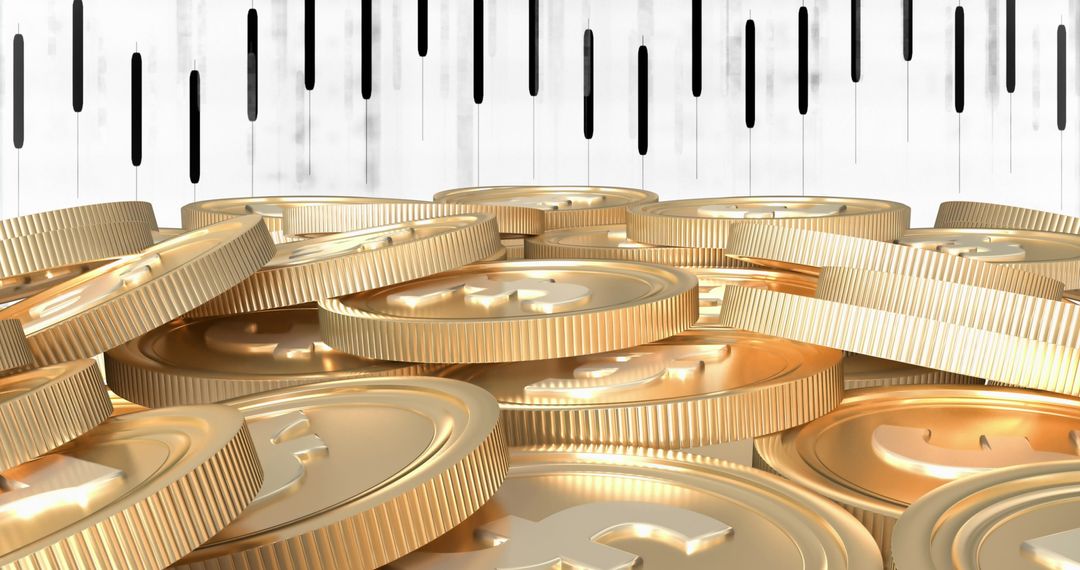 Euro Coins and Financial Technology Bars Overlay