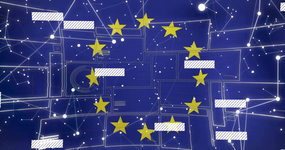 European Union Stars on Digital Network Background