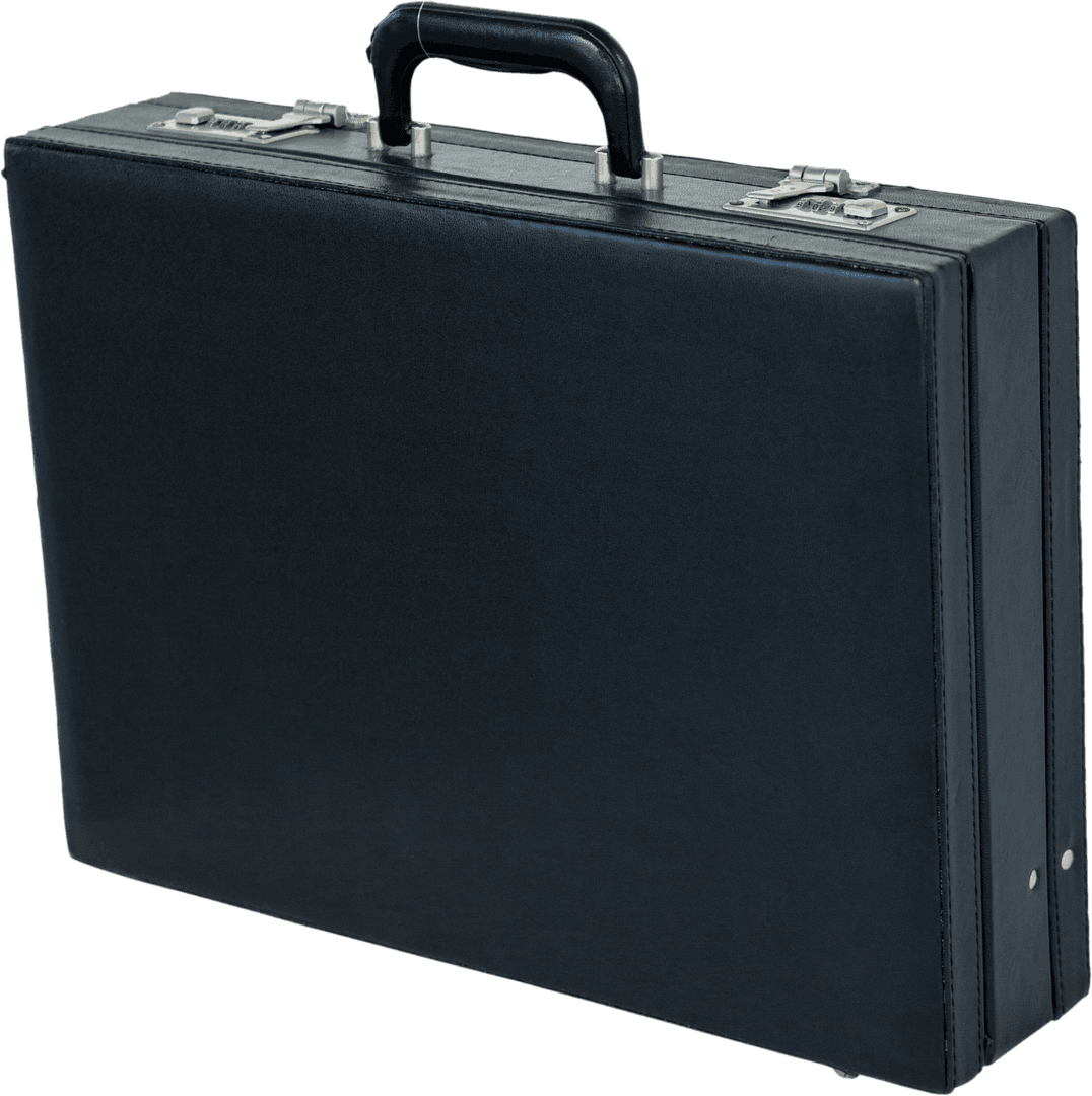 Sleek Black Suitcase with Handle on Transparent Background