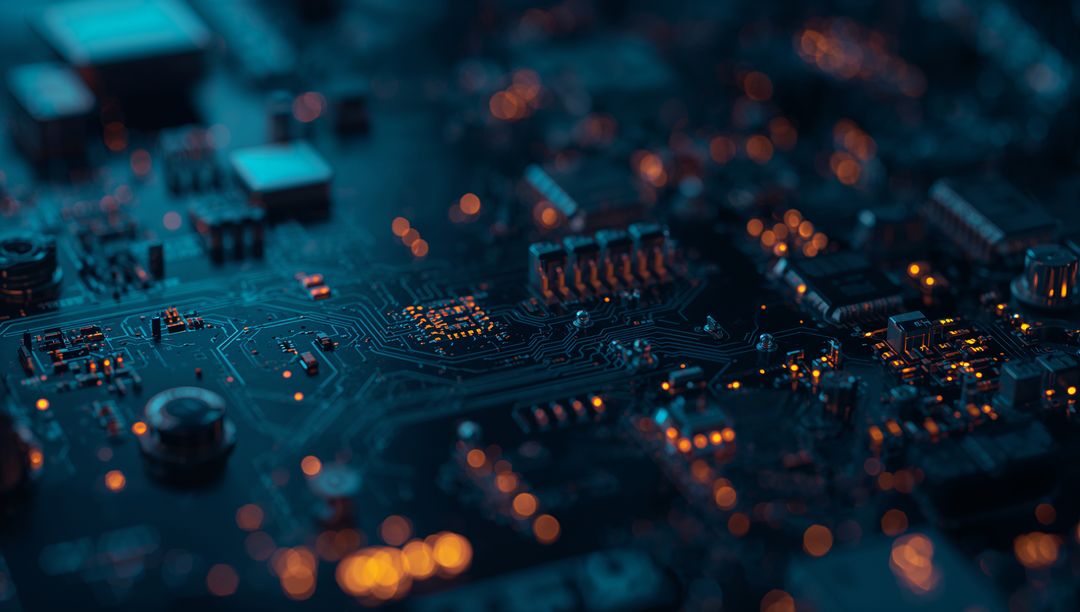 Glowing LED Circuit Board in Low Light with Copper Traces