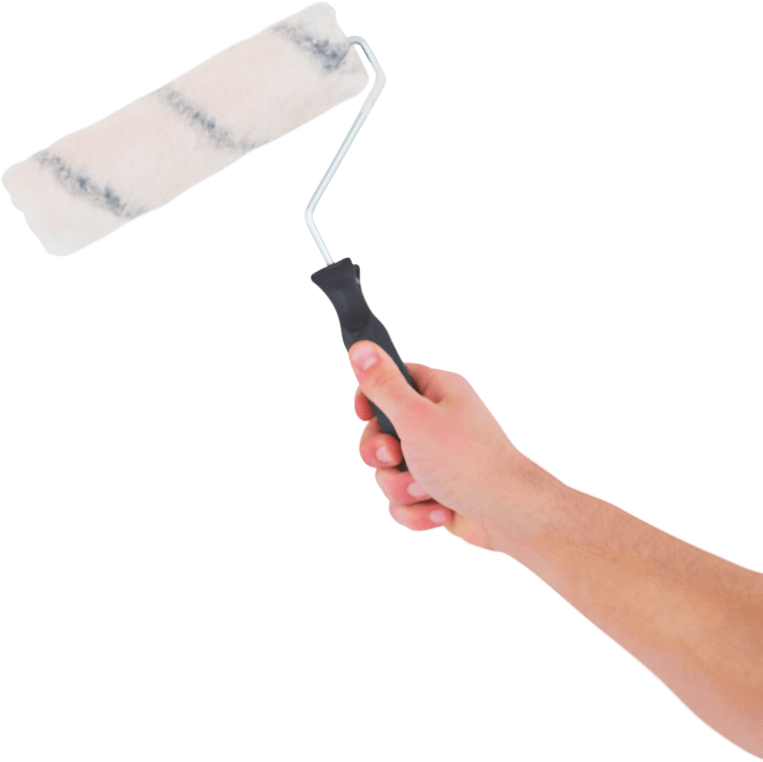 Caucasian Hand Holding Paint Roller on Transparent Background