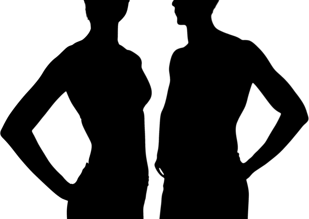 Transparent Silhouette Couple Midsection on White Background