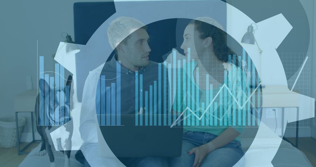 Couple Analyzing Financial Data with Laptop and Graphs