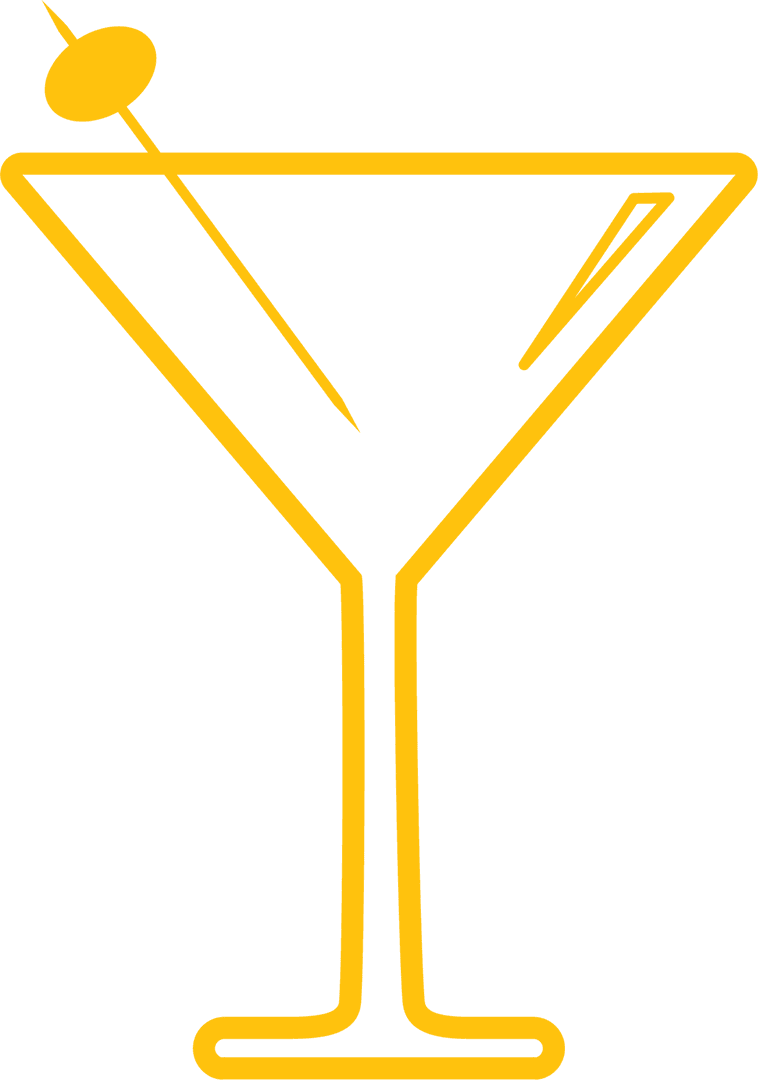 Transparent Yellow Cocktail Glass Icon with Olive Design