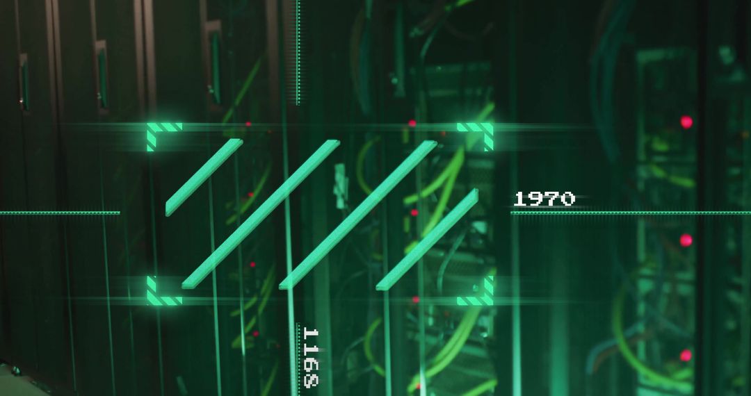 Futuristic Data Processing Display in Server Room