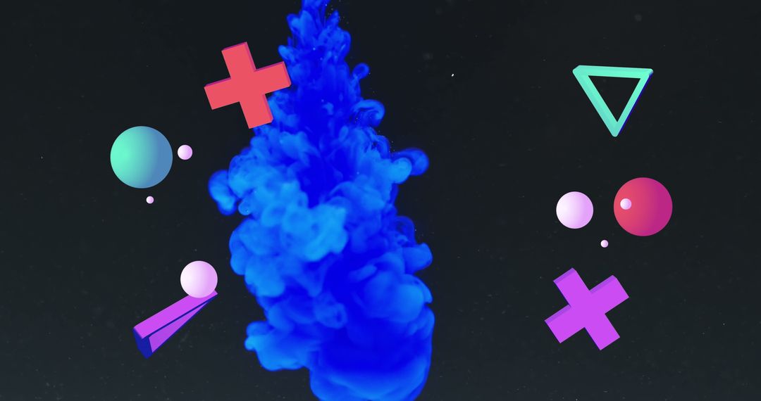 Dynamic Digital Art with Moving Shapes on Black Background